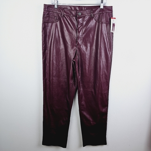 Joie Burgundy Faux Leather Pants NWT Plus Size 14 - Picture 1 of 12